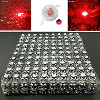 1000 Мощных светодиодных ламп с чипом Мощностью 1 Вт 3 Вт, SMD COB Диодные светодиоды с 20 мм звездообразной печатной платой, красные бусины 620 нм