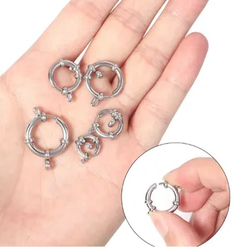 2 шт./лот, круглая пружинная застежка-кольцо, аксессуары из нержавеющей стали для ювелирных изделий, компоненты для самостоятельного изготовления