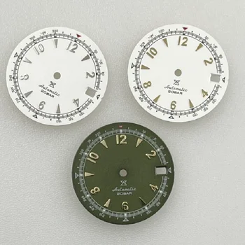 28,5 мм Циферблат Ретро Зеленые светящиеся механические часы с оливково-зеленым циферблатом для часов с механизмом NH35/NH36 Аксессуары для часов