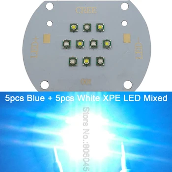 30 Вт Cree XPE XP-E LED синий (5 шт.) + белый (5 шт.) Разноцветный светодиодный Излучатель Коралловый светодиодный светильник 30-36 В 1000 мА