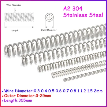 305 мм Длина A2 304 Пружинный провод из нержавеющей стали Диаметром от 0,3 0,4 0,5 0,6 до 2 мм Y-Образный Длинный пружинный наружный диаметр 3-25 мм