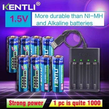 KENTLI 8шт 1,5 В 3000 МВтч AA литий-полимерный аккумулятор li-ion + 4 слота USB smart Charger