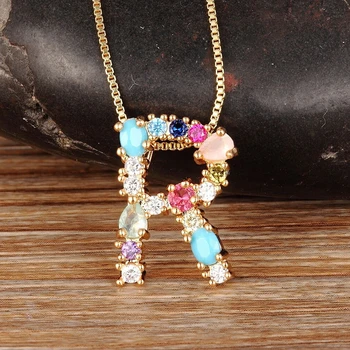 Nidin Новое модное красочное ожерелье с начальной буквой, многоцветное ожерелье с подвеской в виде радуги для женщин, девочек, подарки на свадьбу, день рождения