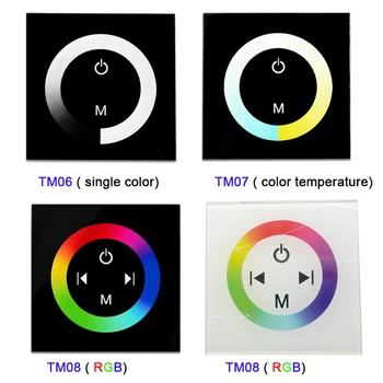 TM06 TM07 TM08 настенный одноцветный/CT/RGB светодиодный контроллер сенсорной панели стеклянный диммер для светодиодной ленты, DC12V-24V