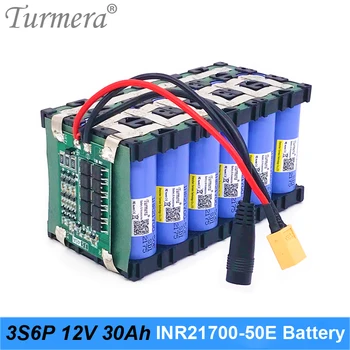 Turmera 12V 30Ah Литиевая батарея 3S6P Использовать INR21700-50E 5000 мАч 3,6 В с балансовой платой 3S 40A для бесперебойного питания 12V