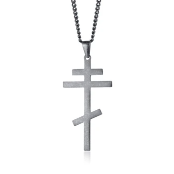 Vantage Православный Крест Кулон Мужское ожерелье Христианский символ Ювелирные изделия с Византийским крестом из нержавеющей Стали