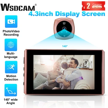 Wsdcam видео дверной глазок Камера для просмотра дверных звонков с ЖК-монитором ночного видения визуальный глазок дверной звонок Домашняя безопасность