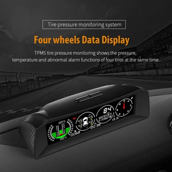 X91 3в1 GPS TPMS HUD для всех транспортных средств Измеритель скорости наклона Инклинометр Автомобильный компас Автомобильный Высококачественный HD-дисплей