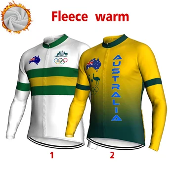 Австралия, Зимняя термо-Флисовая Велосипедная майка с Длинным рукавом, MTB Велосипедная одежда, Майо, Ropa Ciclismo, Уличная Велосипедная одежда