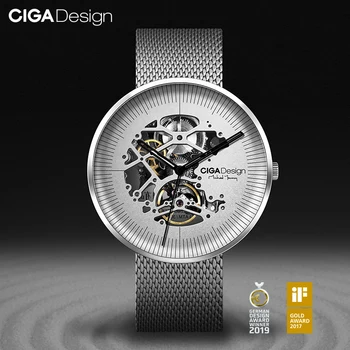 Автоматические Механические часы CIGA DESIGN MY Series из нержавеющей стали, наручные часы с кожаным ремешком, полые модные часы