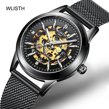Аутентичные брендовые часы WLISTH с резьбой, Полностью автоматические мужские часы, Выдолбленные Модные механические часы, роскошные МУЖСКИЕ ЧАСЫ в Подарок