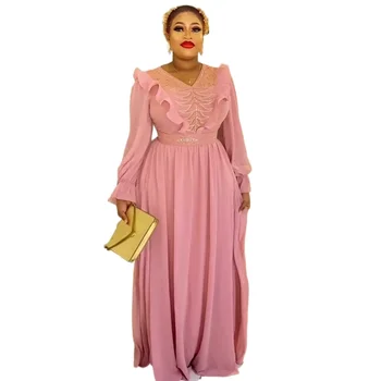 Африканские Вечерние Платья Daishiki для Женщин 2023, Новое Элегантное Мусульманское Модное Платье Макси-Кафтан, Большие Размеры, Женская Праздничная Одежда