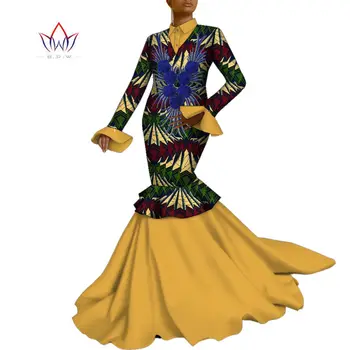 Африканские традиционные платья с длинным рукавом в Африканском стиле Для женщин, Большие Размеры, платье Дашики Для женщин, Элегантное платье с расклешенными рукавами WY9727