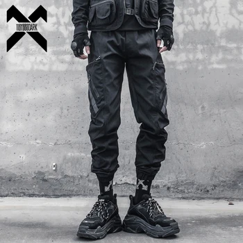 Брюки-карго в стиле хип-хоп 2022, Осенние тактические брюки с функциональными карманами для бега Трусцой, мужские шаровары с эластичной резинкой на талии