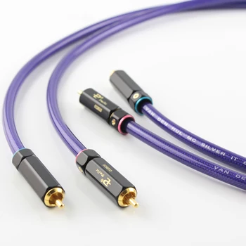 Высококачественный посеребренный RCA-кабель Hi-end CD-усилитель, соединяющий мужской аудиокабель 2RCA с 2RCA