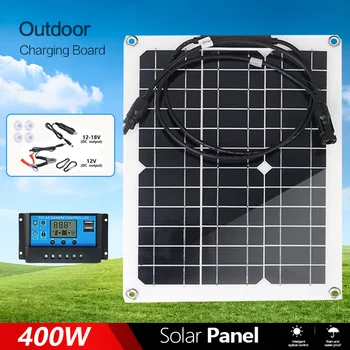 Гибкая Солнечная панель мощностью 400 Вт, зарядное устройство 12 В 24 В, двойной USB с контроллером 10-100 А, Солнечные батареи, блок питания для телефона, автомобиля, яхты на колесах