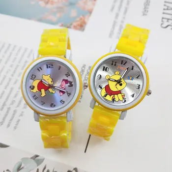 Детские часы Disney с Винни-Пухом, персонаж аниме, Керамический ремешок, указатель, Светящиеся цифровые кварцевые часы, подарки на День рождения
