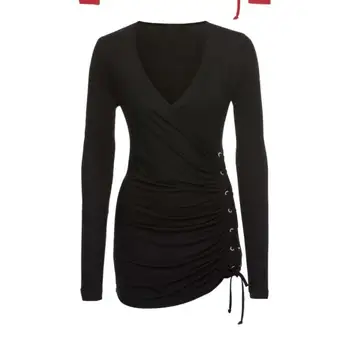 Женское сексуальное облегающее платье с длинным рукавом, красное, черное, vneck, Короткие вечерние Платья для ночного клуба
