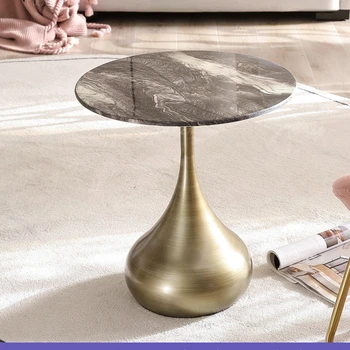 Журнальный столик, Роскошная минималистичная итальянская гостиная, Круглый чайный столик из мрамора средней древности, Ins Style O222