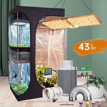 Квантовая ростовая пластина LED Grow Light 2-в-1 Гроубокс Полный комплект Для выращивания растений Гидропоники в помещении, Палатка для Выращивания цветочных растений