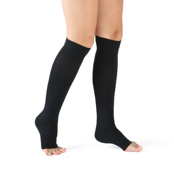Компрессионные носки 40-50 мм рт.ст. для женщин с открытым носком до колена, Поддерживают, Усиливают кровообращение, снимают боль в ногах, отек. ТГВ