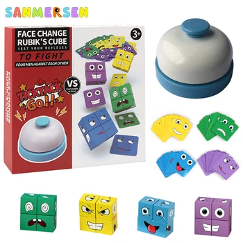 Кубик для изменения лица, Игровая Игрушка, Деревянная головоломка с Выражением Монтессори, Строительные блоки, игрушки для раннего обучения, Развивающая игрушка для детей