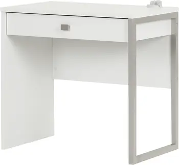 Маленький Современный простой дизайн ноутбука/рабочего стола с 1 выдвижным ящиком, чистый белый