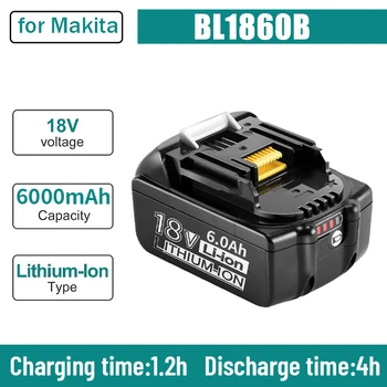 Местная доставка Для Makita 18V 6000mAh Аккумуляторная Батарея для Электроинструментов со светодиодной литий-ионной Заменой LXT BL1860B BL1860 BL1830