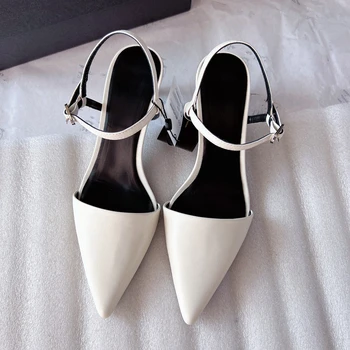 Модная Элегантная обувь из натуральной кожи в увядшем английском стиле, Офисные женские босоножки на шпильке в стиле Ретро с острым носком