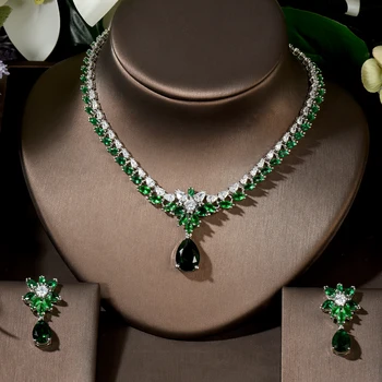 Модное Высококачественное свадебное ожерелье и серьги с кубическим цирконием, роскошные наборы свадебных украшений с кристаллами для подружек невесты N-1450