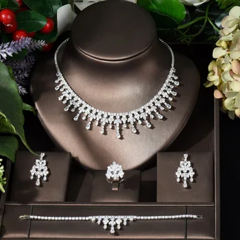 Модное дизайнерское ожерелье с каплями воды, серьги, набор для женщин, Элегантные роскошные женские украшения с высококачественной бижутерией N-274