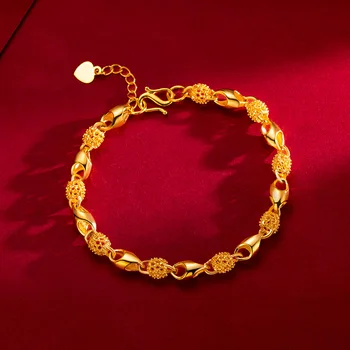 Модный 24-каратный позолоченный Изящный браслет с вырезом, Женский INS, Женский Свадебный браслет для помолвки, изысканный ювелирный подарок