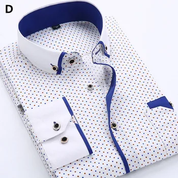 Мужская модная Повседневная рубашка с длинными рукавами и принтом, Приталенная мужская Социальная деловая рубашка, Брендовая мужская одежда, Мягкая Удобная