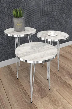 Набор из 3 столов для скворечников с круглым мраморным рисунком для гостиной Дома Высококачественная Серебристая Металлическая ножка, аксессуары для мебели из 3 предметов