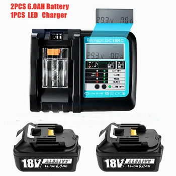 Новейшая Обновленная Аккумуляторная Батарея BL1860 с ЖК-дисплеем 3A Зарядное устройство 18V 6000mAh Литий-ионный Аккумулятор для Makita 18v BL1830 BL1850