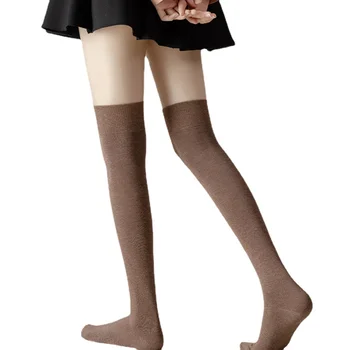 Новые женские носки средней длины выше колена, осенне-зимние Удобные хлопковые носки с высоким дном