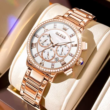 Новые Роскошные женские часы OLEVS, Лидирующий бренд, Модные Водонепроницаемые женские кварцевые наручные часы из нержавеющей Стали, Montre Femme, Красивые