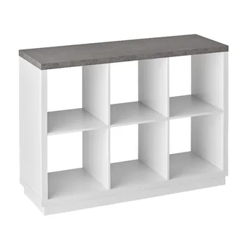 Органайзер на 6 кубов, белый с искусственной бетонной столешницей, мебель для книжных полок