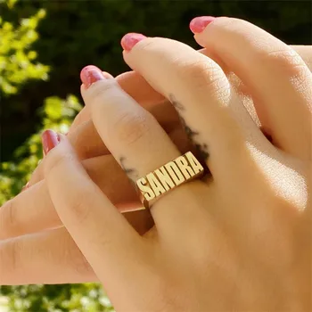 Персонализированные именные кольца для женщин, мужчин, 3D дизайн, кольцо ручной работы из нержавеющей стали, ювелирные изделия в стиле хип-хоп, мода 2022, подарок