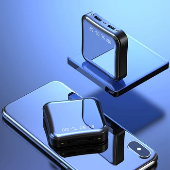 Портативная мини-зарядка для телефонов iPhone, Android, Huawei со светодиодным дисплеем большой емкости 2USB, подходит для системных телефонов iPhone, Android, Huawei