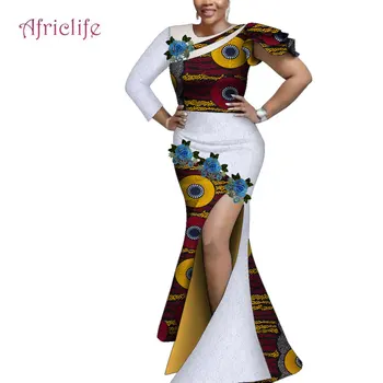 Свадебное кружевное платье в африканском этническом стиле, раздельное платье с длинным рукавом, традиционное платье Wy1450