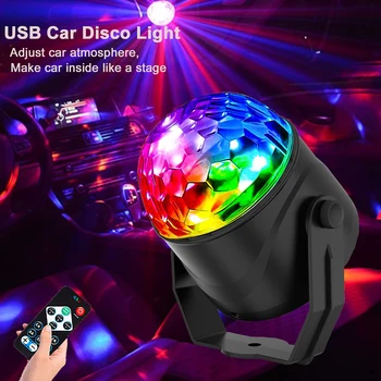 Светодиодный шар-светильник USB, Красочный Вращающийся сценический кристалл, Волшебная лазерная лампа, пульт дистанционного управления KTV для Рождественского украшения, светильник