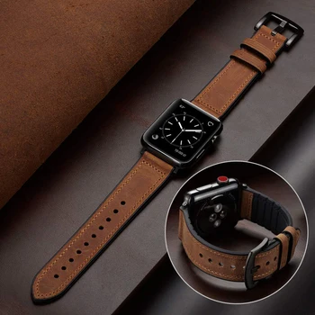 Силиконовый + Кожаный ремешок для Apple watch band 44 мм 40 мм iWatch band 38 мм 42 мм Ремешок для Часов Браслет Apple watch Series SE 6 5 4 3 2