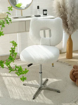 Скандинавский Роскошный кашемировый стул для макияжа, мебель для гостиной, Кофейный стул Cream Wind, Креативные аксессуары для дома, Обеденный стул со спинкой
