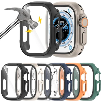 Стекло + чехол для Apple Watch case ultra 49mm smartwatch, защита экрана ПК, бампер, закаленные аксессуары iwatch series ultra 49mm