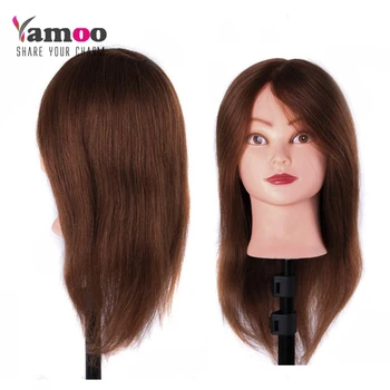 Тренировочная головка для человеческих волос для салонных парикмахерских кукол-манекенов 46 см, можно завивать и красить, профессиональная головка для укладки с держателем