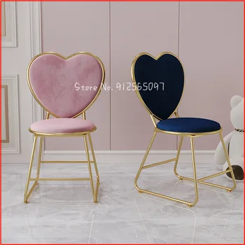 Туалетный столик в форме сердца, Скандинавский обеденный стул, Легкое Роскошное Седло, Стул со спинкой, Мебель, Обеденные стулья, Стул для макияжа ногтей