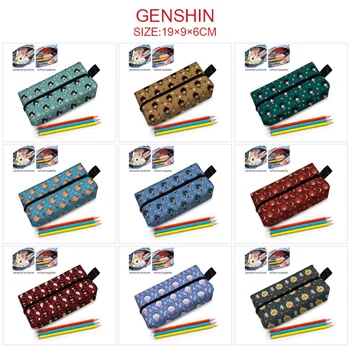 Ударный пенал Genshin с мультяшным принтом, Большая вместительная студенческая сумка на молнии, Портативная сумка для ручек, косметичка для мальчиков, сумки для косметических принадлежностей