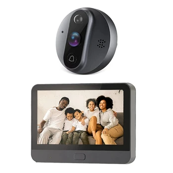 Умный дверной звонок Tuya 1080P Wifi, камера-глазок, Пластиковая аудиосистема 5000 мАч, умный дверной звонок для Alexa Google