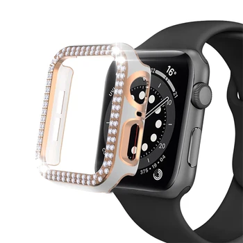 Чехол с бриллиантами из ПК для Apple Watch Case 44 мм 42 мм 45 мм 40 мм Защитная рамка Iwatch Series 7 6 5 4 3 41/ аксессуар для бампера 38 мм